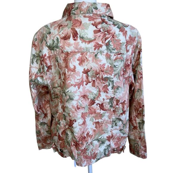 Saint Tropez West Vintage 90s Tapestry Print Trucker Jacket 100% Linen Sz L/XL - Picture 9 of 16
